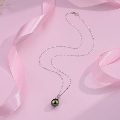 Tahitian Pearl & Grace CZ Pendant Necklace - Necklaces made with hand-selected pearls from House of Pearls