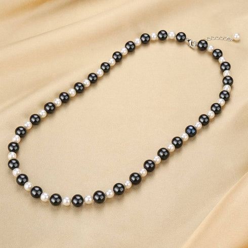 Elegant Black and White Pearl Beaded Necklace - House Of Pearls