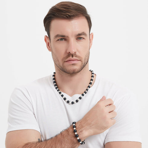 Elegant Black and White Pearl Beaded Necklace - House Of Pearls