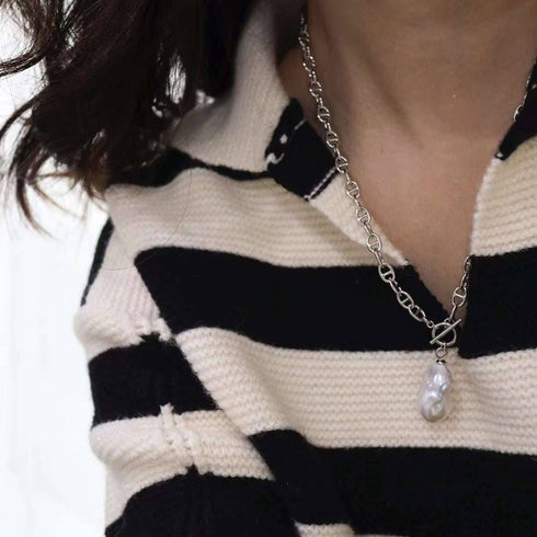 Bold Chain Large Baroque Pearl Necklace - House Of Pearls