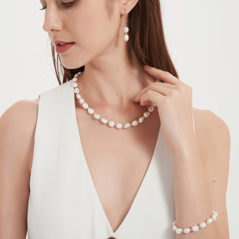 ELISA Pearl Matching Necklace, Bracelet & Earrings (Purchase Individually) - House Of Pearls