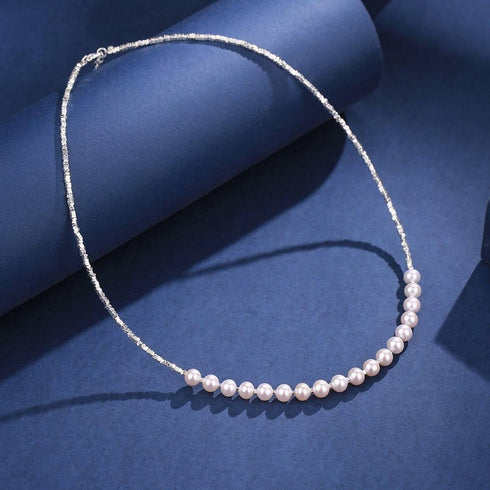 4-5mm Smile Pearl Silver Shards Necklace - House Of Pearls