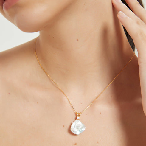 Petal-Shaped Floral Baroque Pearl Necklace - House Of Pearls