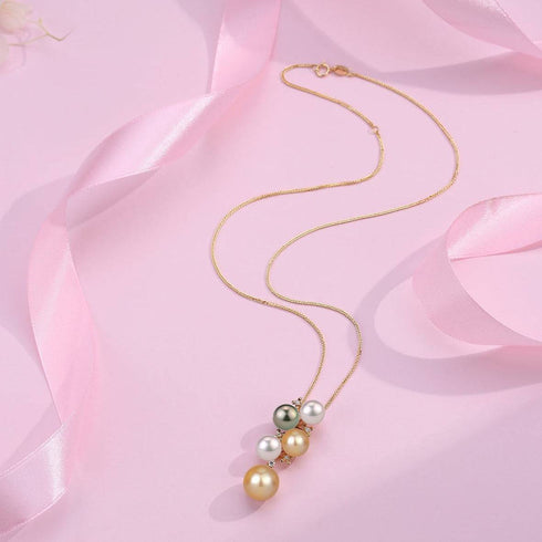Five-Drop Color South Sea Pearl Gold Pendant 18K Pure Gold - House Of Pearls