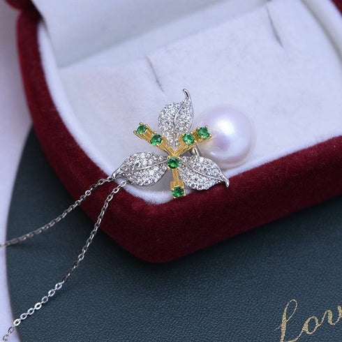 Floral CZ Freshwater Bella Pearl Pendant - House Of Pearls