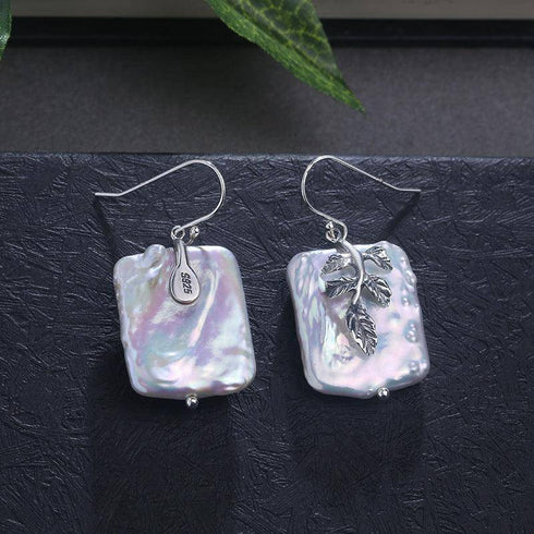 Flower Square Baroque Pearl Necklace Sterling Silver - House Of Pearls