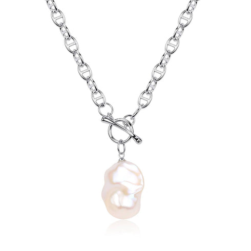 Gold Bold Chain Large Baroque Pearl Necklace - House Of Pearls