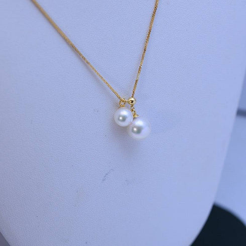 6-9mm Freshwater Pearl & Dual Pendant Necklace - House Of Pearls