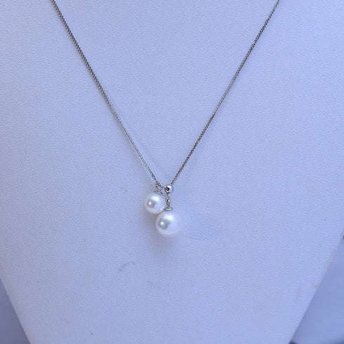 6-9mm Freshwater Pearl & Dual Pendant Necklace - House Of Pearls