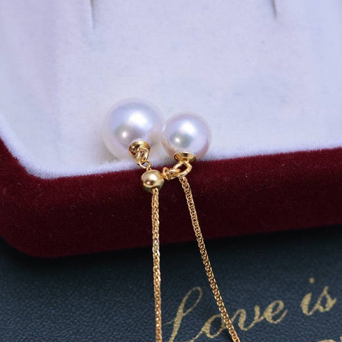 6-9mm Freshwater Pearl & Dual Pendant Necklace - House Of Pearls