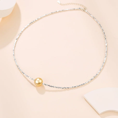 Golden South Sea Pearl Silver Shards Pendant Necklace - Necklaces made with hand-selected pearls from House of Pearls