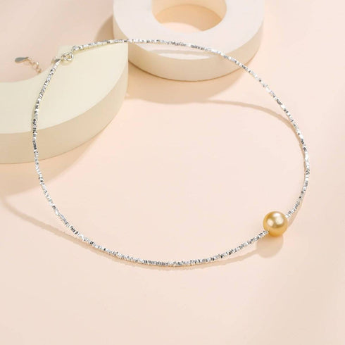 Golden South Sea Pearl Silver Shards Pendant Necklace - Necklaces made with hand-selected pearls from House of Pearls