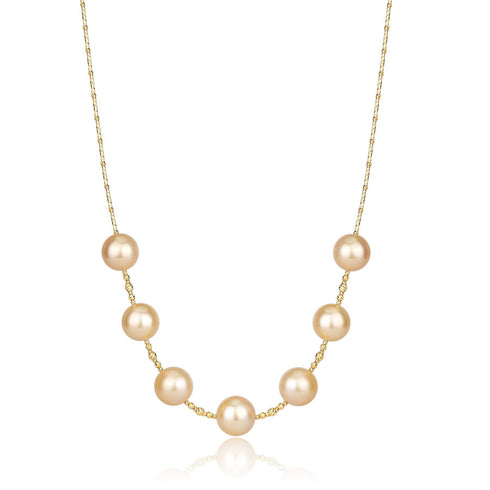 12mm Golden South Sea Pearl Tincup Necklace 18K Pure Gold - House Of Pearls