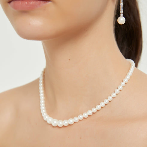 Gradual Size White Freshwater Pearls Strand - House Of Pearls