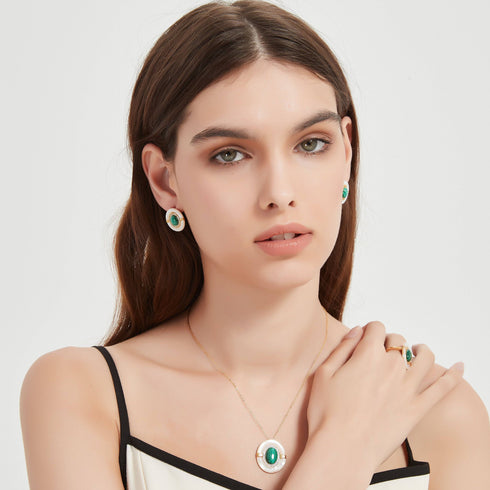 Green Malachite Mother Of Pearls Necklace - House Of Pearls