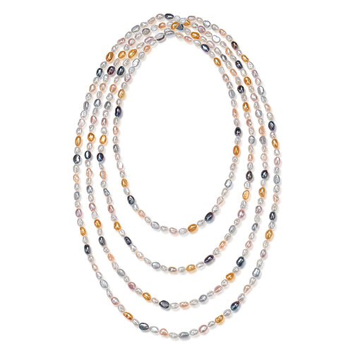 68-inch Multicolor Keshi Freshwater Pearl Rope Necklace - Necklaces made with hand-selected pearls from House of Pearls