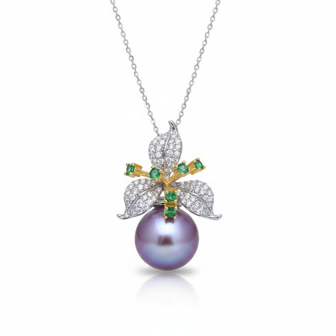 Floral CZ Freshwater Bella Pearl Pendant - Necklaces made with hand-selected pearls from House of Pearls