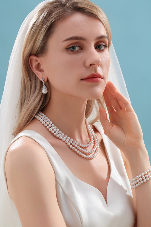 5-6mm Triple Twisted Strand Freshwater Pearl Necklace and Bracelet Set(Purchase Individually) - Necklaces made with hand-selected pearls from House of Pearls