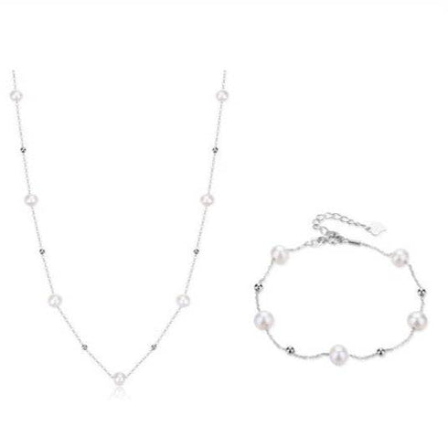 Jessica Pearl Necklace and Bracelet Set in Gold Vermeil or Silver - House Of Pearls
