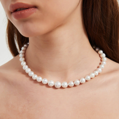 Large White Freshwater Pearl Graduated Strand Necklace - House Of Pearls