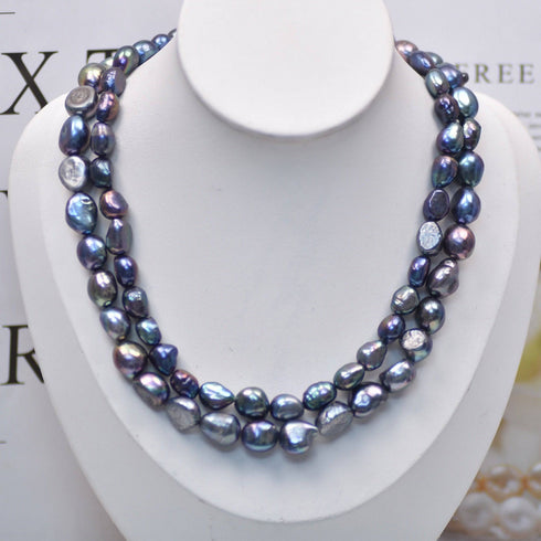 Peacock Color Baroque Freshwater Dyed Pearl Strand Necklace - House Of Pearls