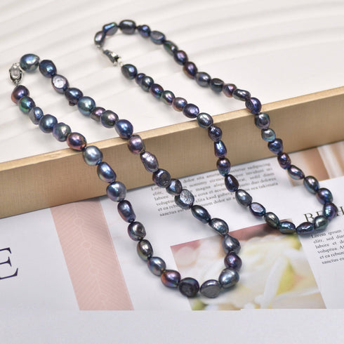 Peacock Color Baroque Freshwater Dyed Pearl Strand Necklace - House Of Pearls