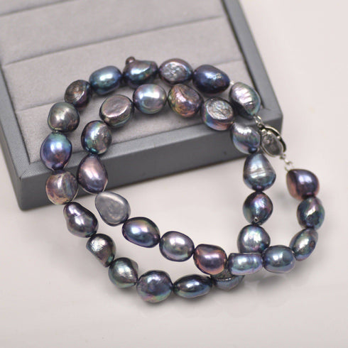 Peacock Color Baroque Freshwater Dyed Pearl Strand Necklace - House Of Pearls