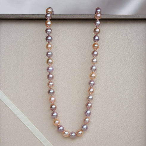 Multicolor 8-9mm AAA Chinese Akoya Cultured Pearl Necklace - House Of Pearls