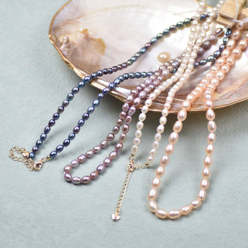 MultiColor Rice Freshwater Pearl Necklace - House Of Pearls