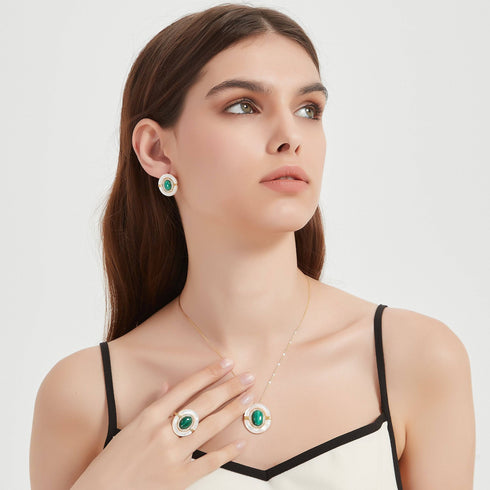 Green Malachite Mother Of Pearls Necklace - House Of Pearls