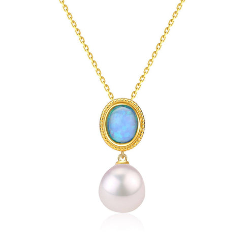 Opal Freshwater Baroque Pearls Necklace Gold Vermeil - House Of Pearls