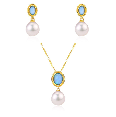 Opal Freshwater Baroque Pearls Necklace Gold Vermeil - House Of Pearls