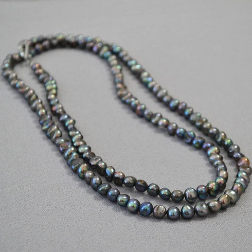 Peacock Color Large Baroque Long Strand Necklace - House Of Pearls