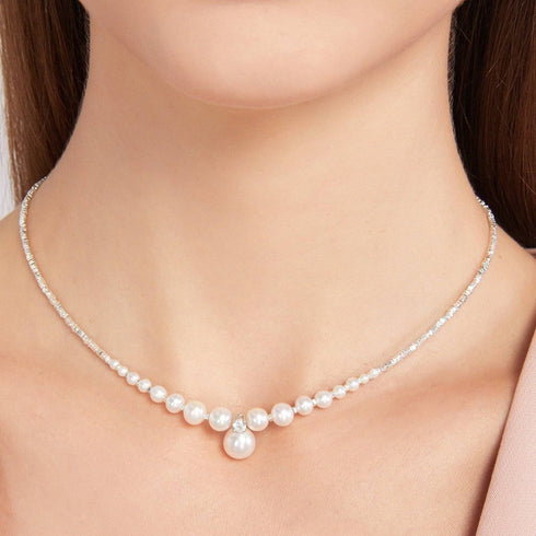 Pearl Pendant Silver Shards Necklace - House Of Pearls