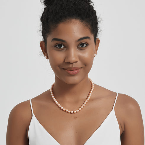 Pink Freshwater Pearl Necklace,7.5-8mm - House Of Pearls