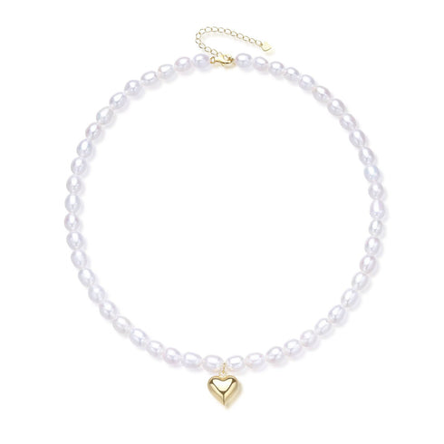 Rice Pearl Necklace with Heart Pendant - House Of Pearls
