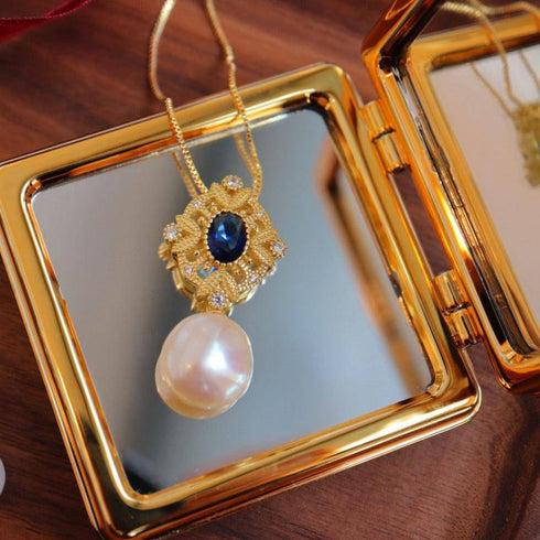 Sapphire Vintage Baroque Pearls Necklace Gold Vermeil - House Of Pearls