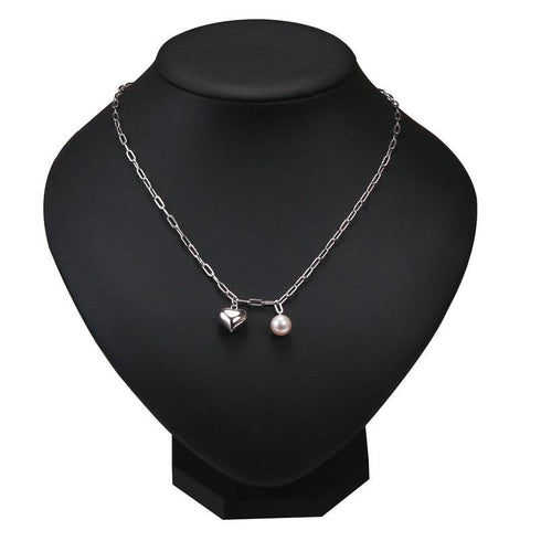 Silver Heart Pearl Pendant Necklace - House Of Pearls