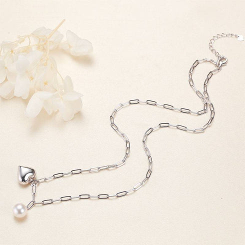Silver Heart Pearl Pendant Necklace - House Of Pearls