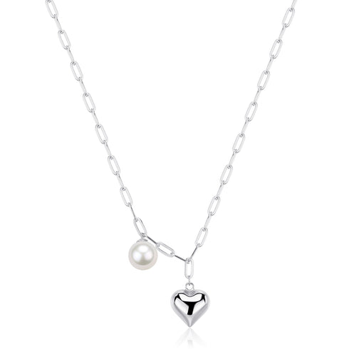 Silver Heart Pearl Pendant Necklace - House Of Pearls