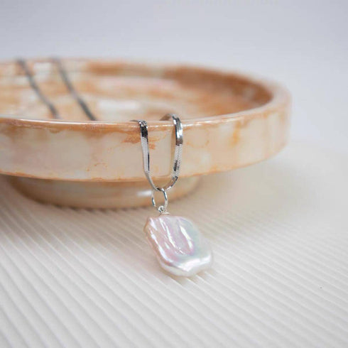 Baroque Freshwater Pearl Herringbone Chain Necklace - House Of Pearls