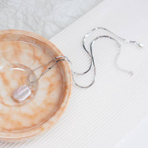 Baroque Freshwater Pearl Herringbone Chain Necklace - House Of Pearls