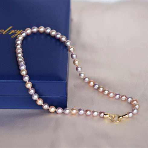 Multicolor 8-9mm AAA Chinese Akoya Cultured Pearl Necklace - House Of Pearls