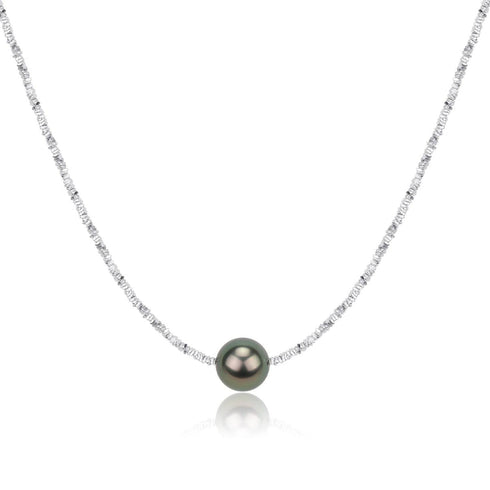 Tahitian Pearl Pendant Silver Shards Necklace - House Of Pearls