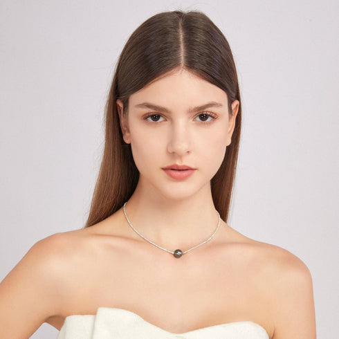 Tahitian Pearl Pendant Silver Shards Necklace - House Of Pearls