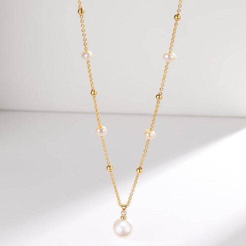 Teardrop Pendant Beaded Necklace 14K Gold Filled - House Of Pearls