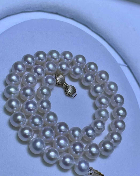 Top Selected White 9-10mm Freshwater Akoya Cultured Pearl Necklace - House Of Pearls