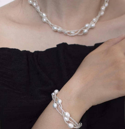 Triple Layered Baroque Pearl Necklace & Bracelet (Purchase individually) - House Of Pearls