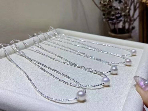 White Freshwater Pearl Silver Shards Pendant Necklace - House Of Pearls