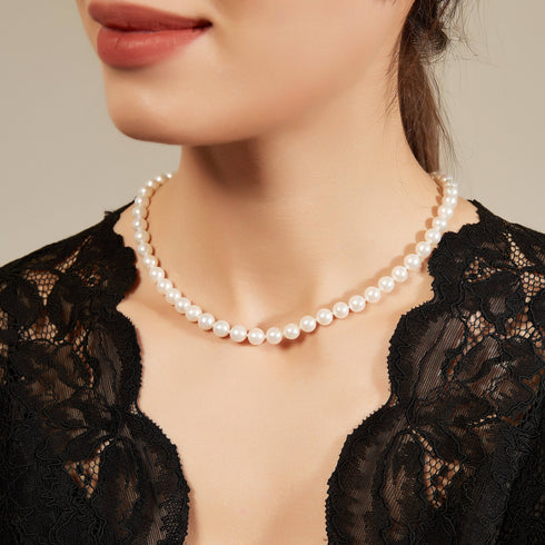 White Freshwater Pearl Necklace,7.5-8mm - House Of Pearls